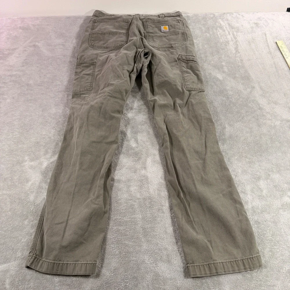 Carhartt Work Pants Mens 33x34 Brown Rugged Flex Relaxed Fit Double Front 102802